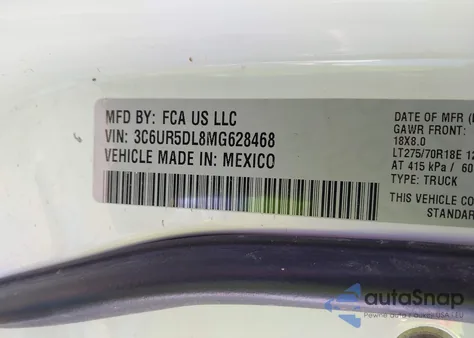 2021 Ram 2500 Big Horn 4X4 6'4 Box from USA, damaged, VIN 3C6UR5DL8MG628468